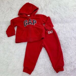 GAP baby unisex Red Sweatpants & Hoodie matching set